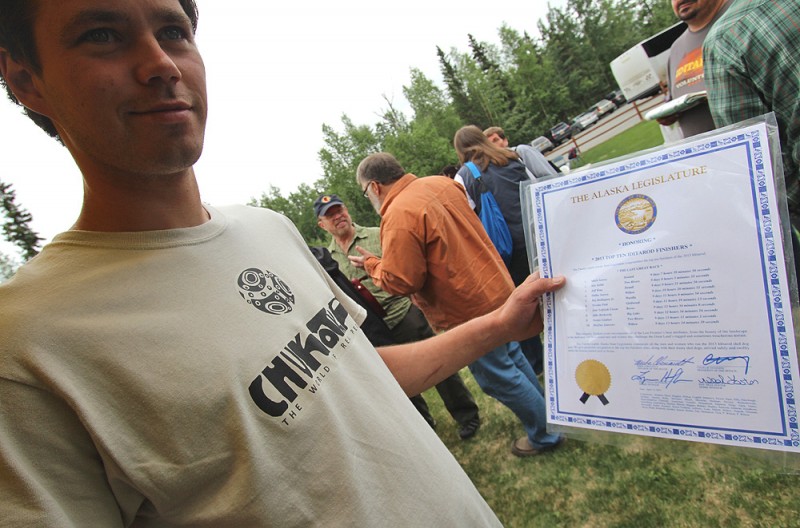 05 Joar with his top-10 musher honor declaration from AK legislature